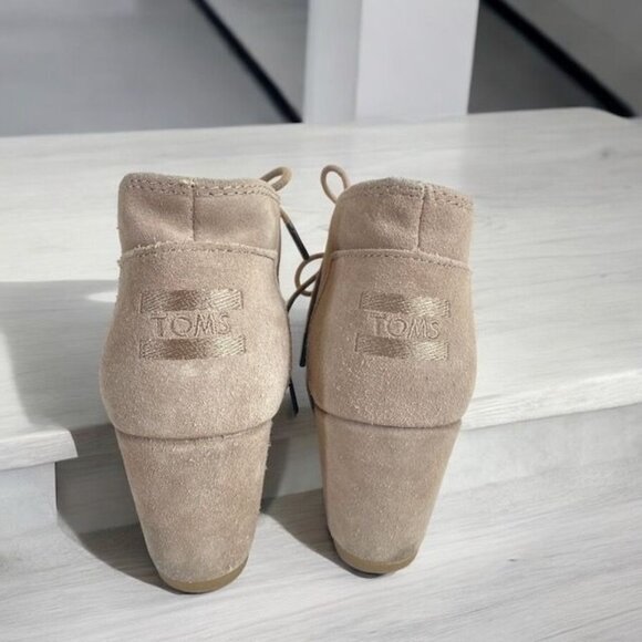Toms Desert Wedge Lace Up Suede Booties Beige Size 8.5 - Picture 10 of 13